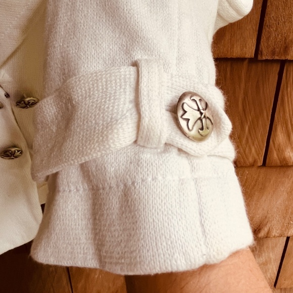 BEBE Rare Vintage Cropped Fitted Jersey Off-white Jacket Lined 💯 Cotton S - Picture 6 of 12